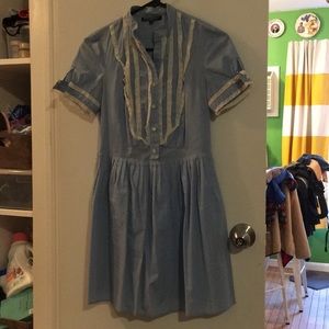 Baby blue party dress with lace detail